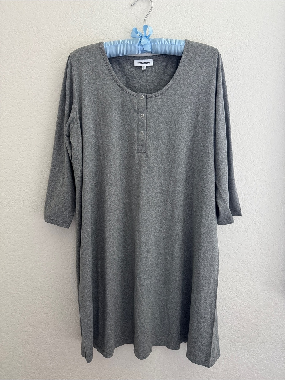 Motherhood Gray Scoop Neck Henley Dress Tunic